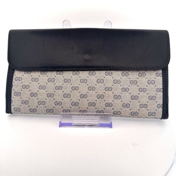 Gucci Beige GG Canvas Wallet with Black Leather Trim & Gold Chain - Picture 2 of 4